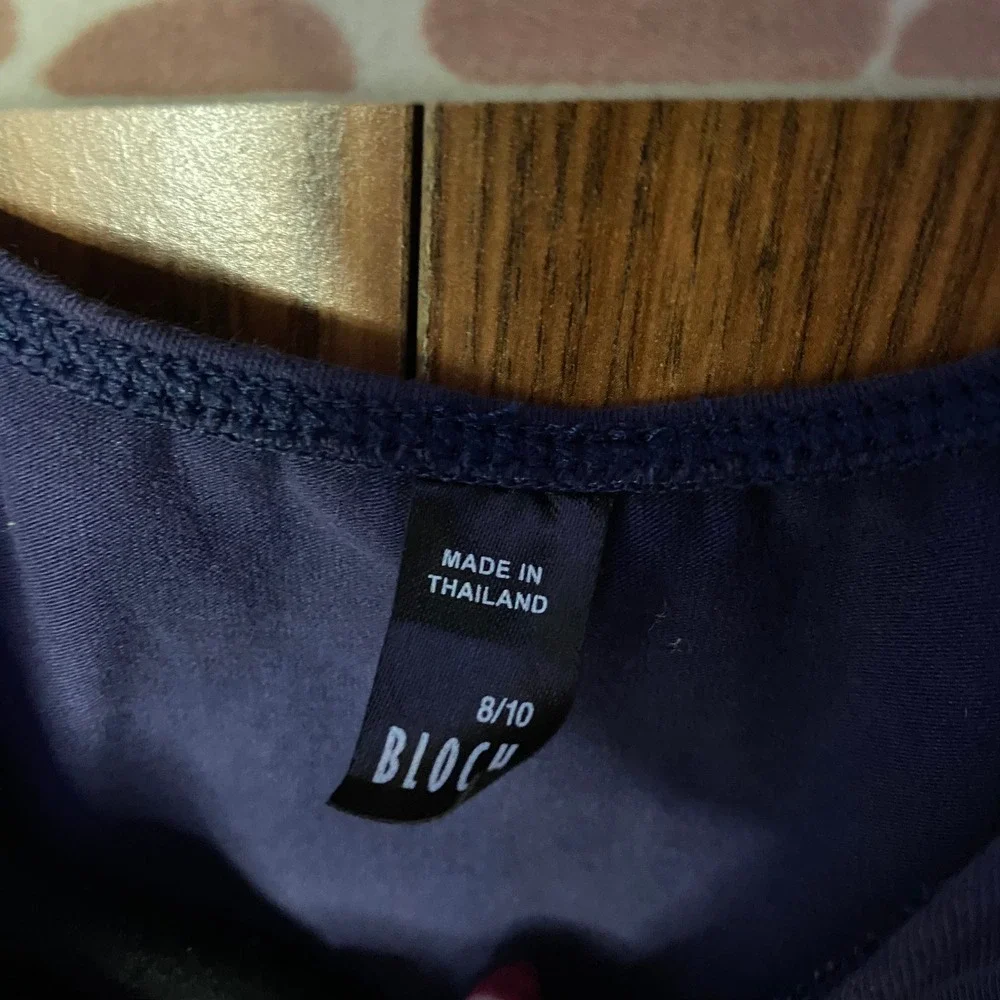 Bloch Leotard Kids 8/10 Navy Blue Long Sleeve Scoop Neck Dance Gymnastics